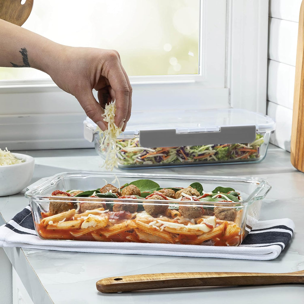 2-Piece Glass Casserole Dish Set with Locking Lids Z11548