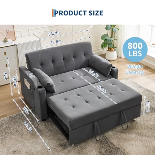 3 in 1 Convertible Sleeper Sofa Bed, Corduroy Futon Couches with Pull-Out Bed K981013