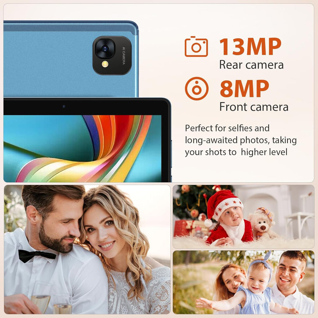 Blue 10.1 inch Android 13 Tablet with 128GB ROM, 19GB RAM, Keyboard and Mouse D471127