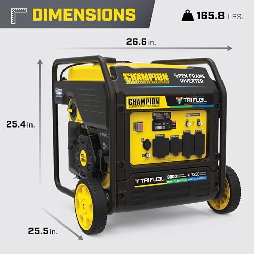 9000-Watt Electric Start Tri Fuel Portable Open Frame Inverter Generator A5121