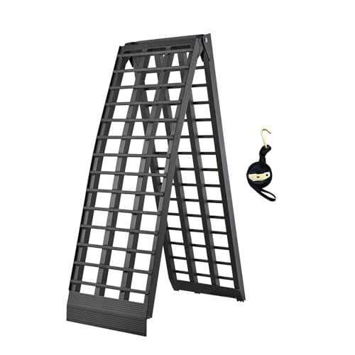 6.5FT Folding Aluminum Motorcycle Ramp with Load Straps V5077