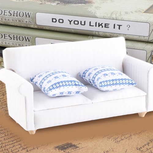 Miniature 2-Seat Sofa with Blue Flower Pattern Cushion Z88605