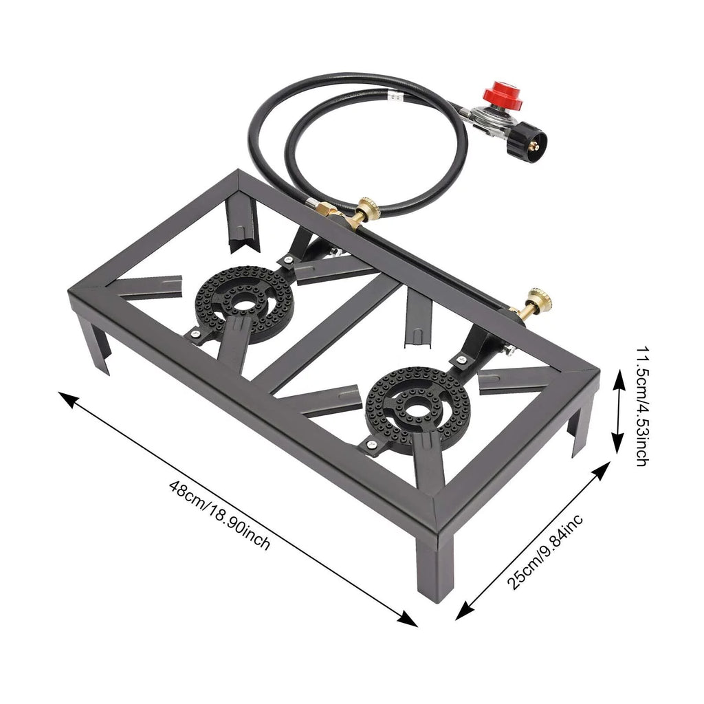 Double Propane Gas Burner Stove with Regulator Hose V874387