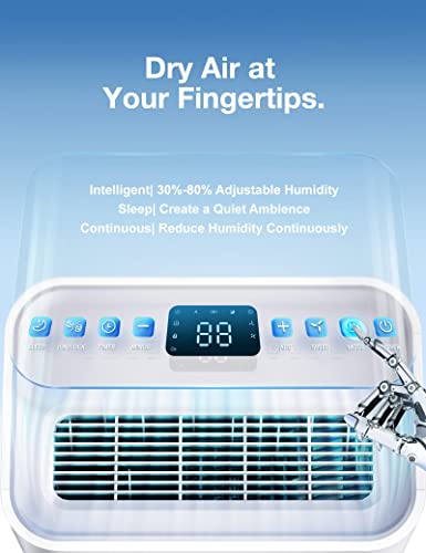 Dehumidifier with Auto or Manual Drainage, 36 db Noise Reducing, 3 Operation Modes U84170