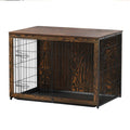 Wooden Dog Crate Furniture with Cushion End Table with Tray T573346