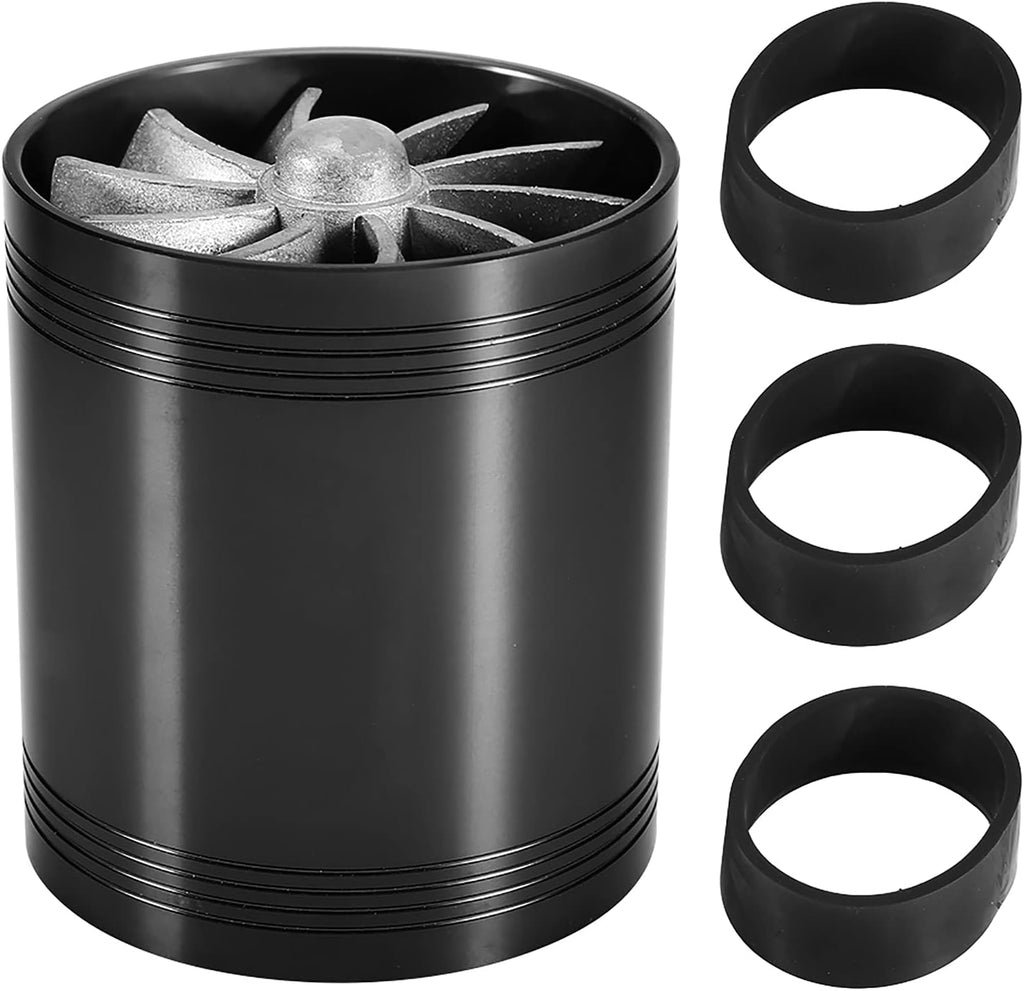 Twin Fan Turbine Car Air Intake Turbocharger Super Gas Fuel Saver (Black) T265