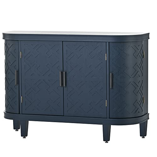 Grey Wooden Buffet Cabinet with Antique Pattern Doors B434