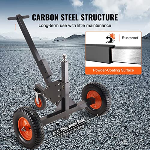 Adjustable Trailer Dolly with 1-7/8'' Hitch Ball & 10'' Solid Tires, 16''-24'' Adjustable Height, 600lbs Tongue Weight Capacity S486