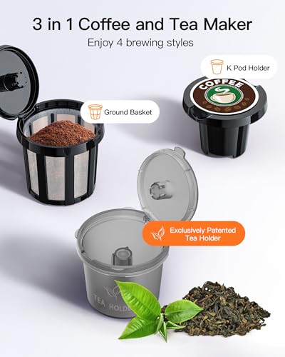 White 3 in 1 Single Serve Coffee and Tea Maker with 16oz Water Reservoir C7591
