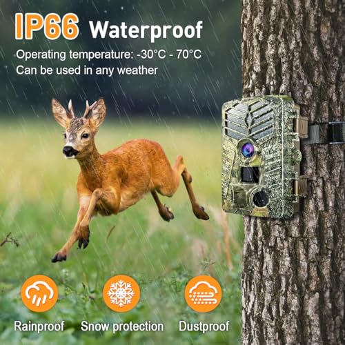 2.7K 48MP Night Vision Motion Activated Trail Camera with 64GB Micro SD Card P913