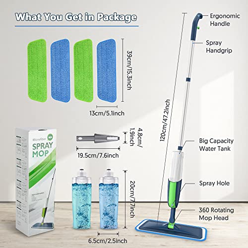 Microfiber Spray Mops for Hardwood Floor Cleaning with 3X Washable Pads L30733