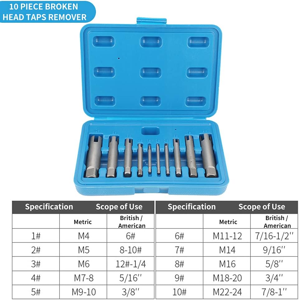 10Pcs High-Speed Steel Screw Tap Extractor Set O410