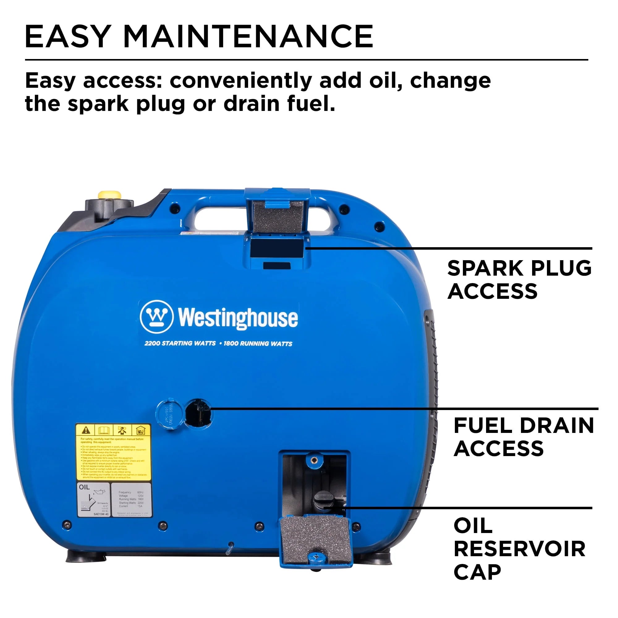 Portable Inverter Generator 1800 Rated Watts 2200 Peak Watts E969219
