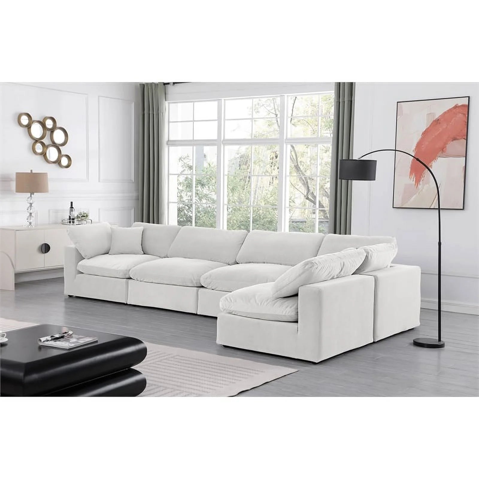 Cream Velvet Modular Sectional Z262