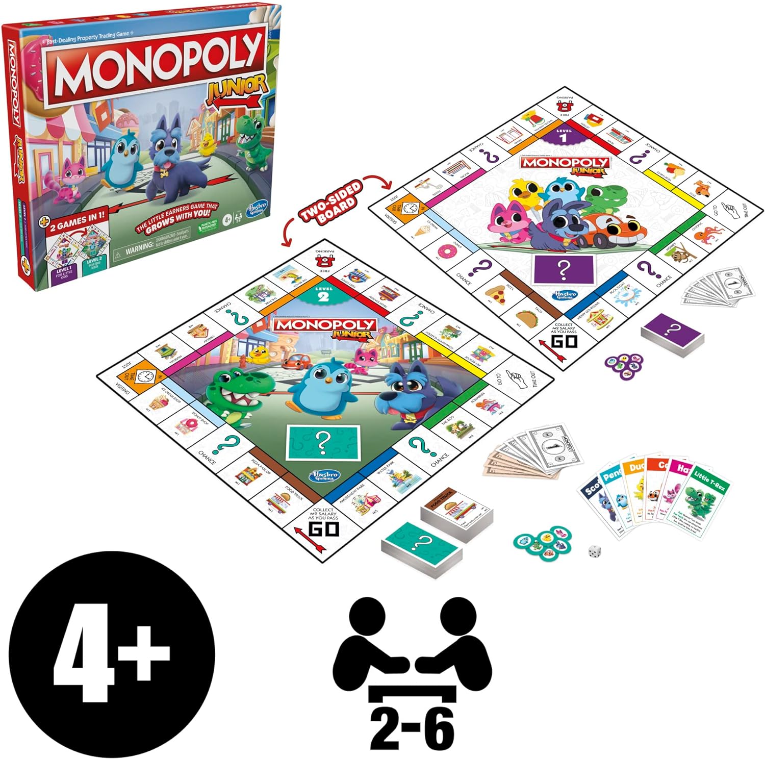 Monopoly Junior Board Game, 2-Sided Gameboard, 2 Games in 1 K26444