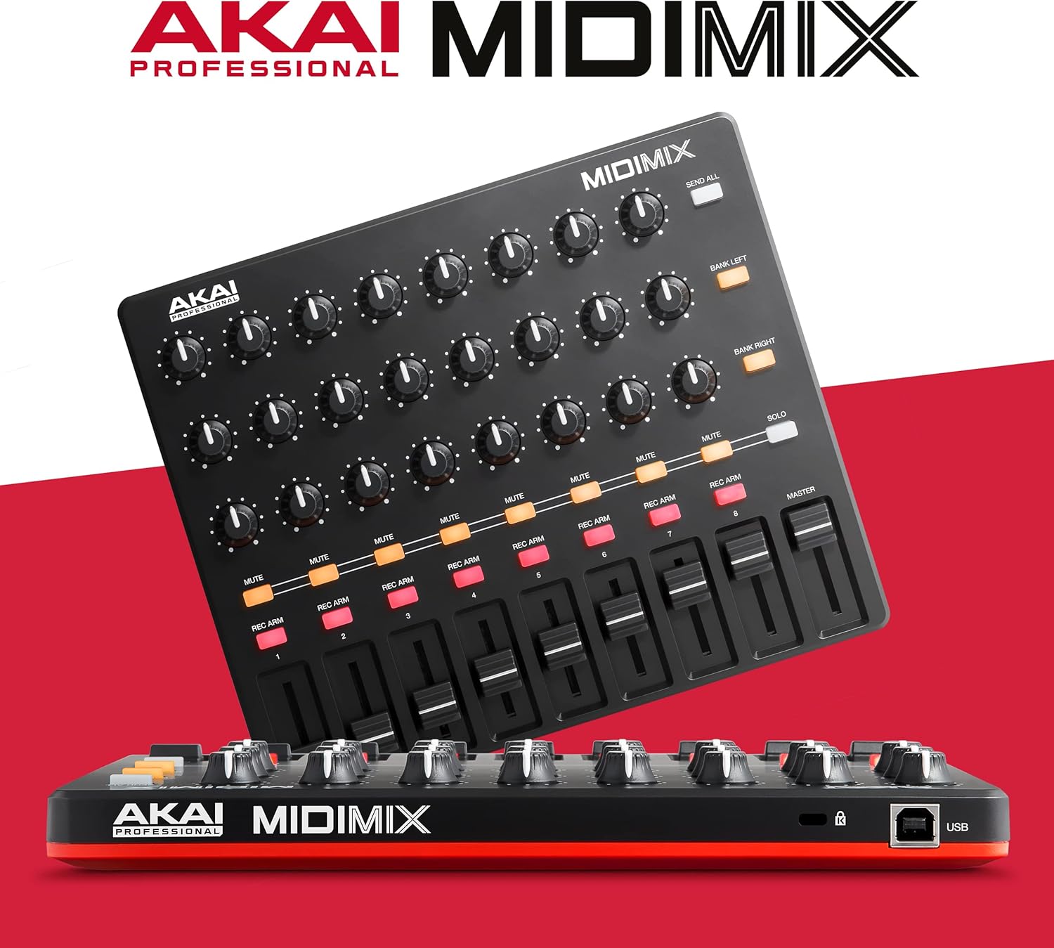 USB MIDI Controller Mixer with Assignable Faders, 24 Knobs, 16 Buttons V375951