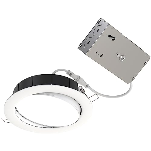 Wafer-Thin LED Downlight, Adjustable Trim, Switchable CCT 2700K-5000K, 90+ CRI, Matte White, 6-Inch F557490