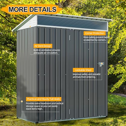 5x3 FT Outdoor Storage Shed with Window, Slate Gray C795737