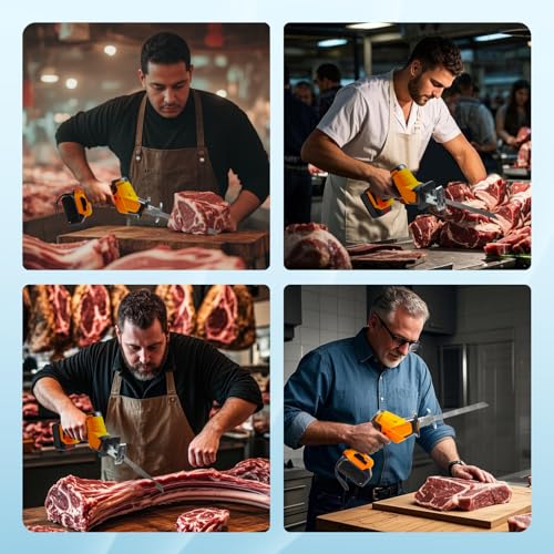 Brushless Motor Electric Meat and Bone Saw, 3000mAh Handheld Butchering Tool with 3 Blades S36920