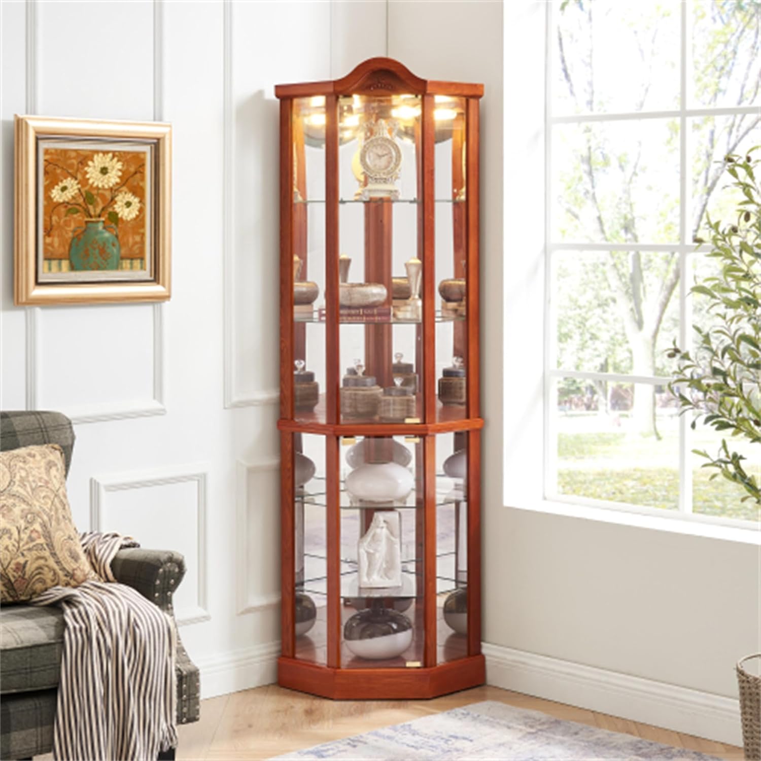 Curio Glass Corner Cabinet with Lights B206984