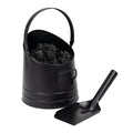 2-Piece Metal Fireplace Bucket with Shovel and Handle, Black V5233