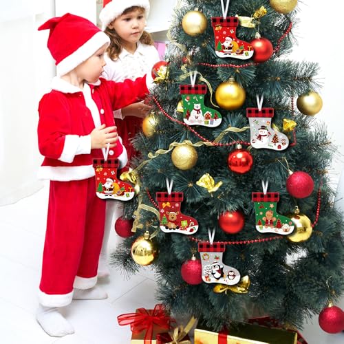 48 Pcs Christmas Craft Kits Stockings Ornaments Kit DIY Cutouts W1962