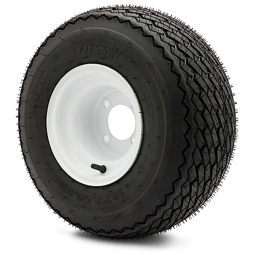 8" Steel Golf Cart Wheels Glossy White and Tires - Set of Two I846