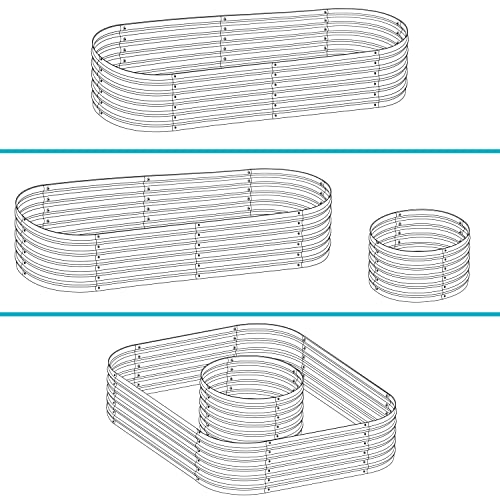 62.5-Inch Oval Stackable Steel Raised Garden Bed Planter Kit with Rubber Edge Trim S672