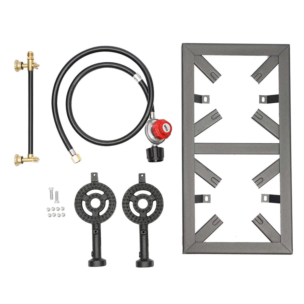 Double Propane Gas Burner Stove with Regulator Hose V874387
