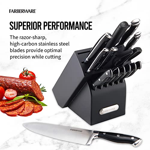 15-Piece High Carbon-Stainless Steel Knife Set with Wood Block D16699