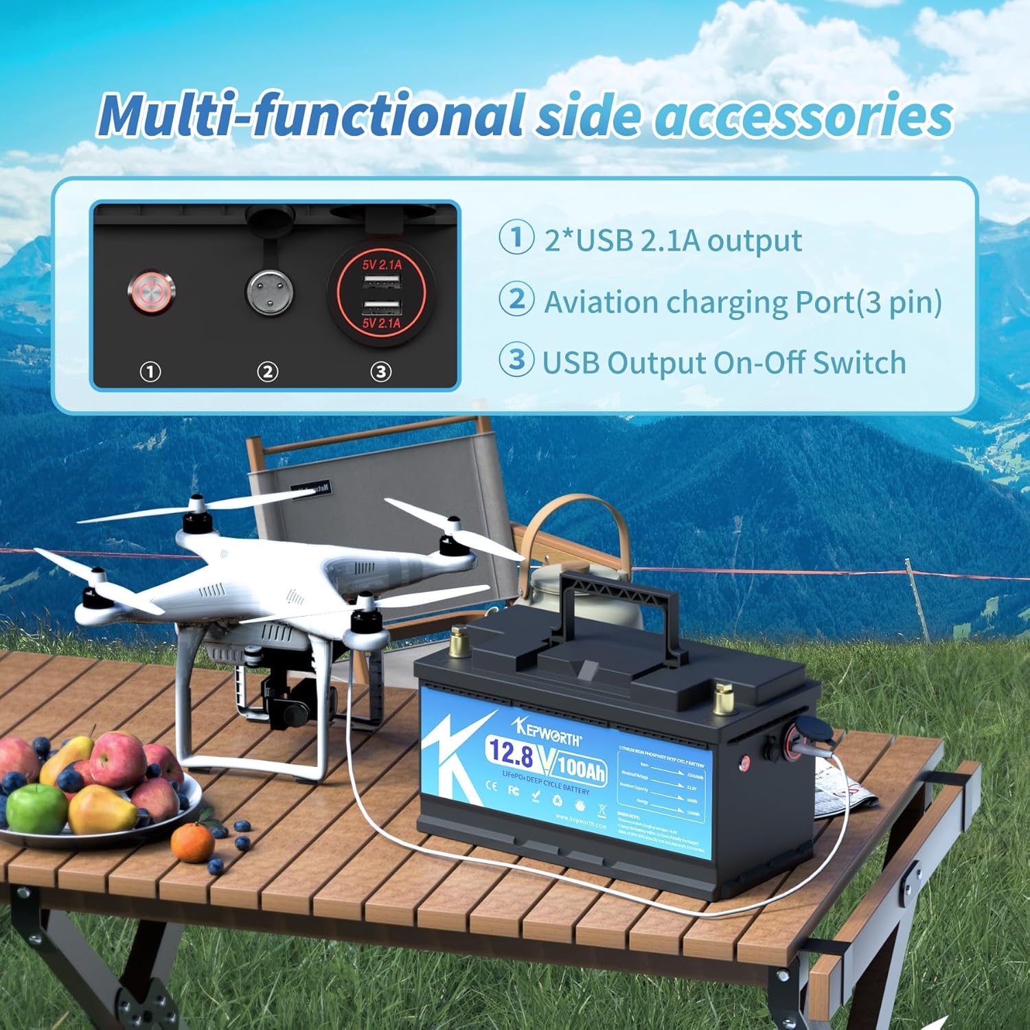 12V 100Ah LiFePO4 Battery with 100A BMS F32002