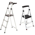 3-Step Lightweight Aluminum Folding Step Ladder with Project Tray, Gray T691