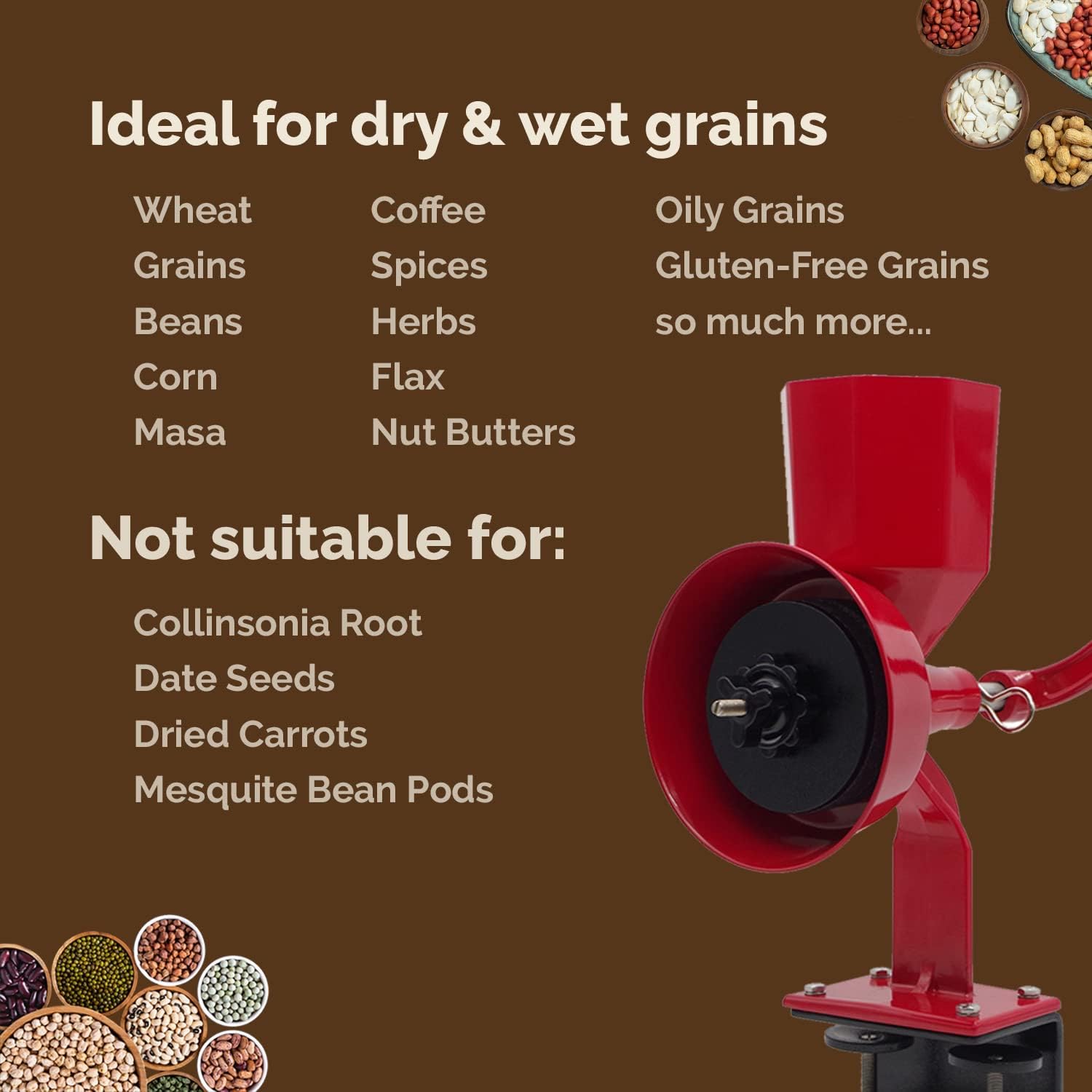 Red Manual Hand Grain Mill P54438