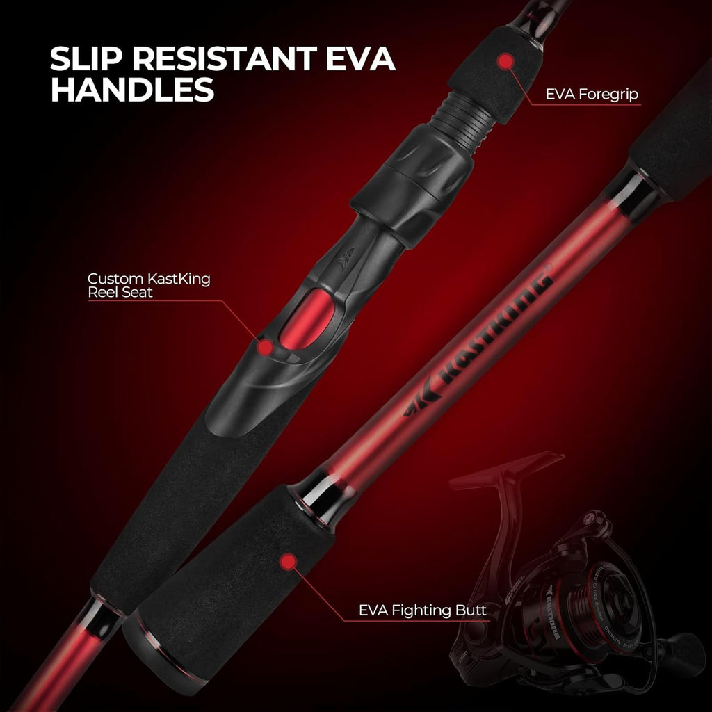 Twin Tip Fishing Rod and Reel Combo, IM6 Graphite 2Pc Blanks, Stainless-Steel Guides, EVA Handles N586255