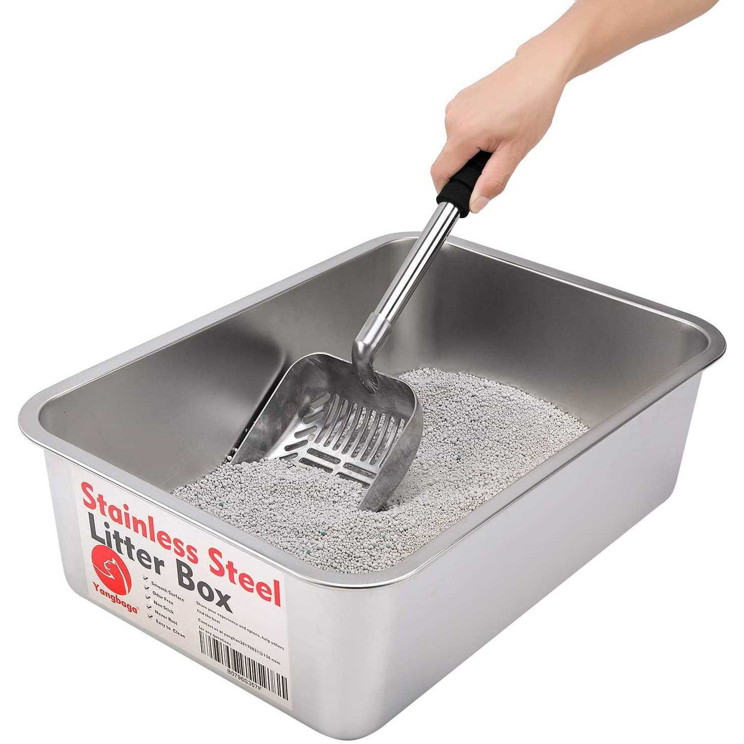Metal Cat Litter Scoop with Deep Shovel, Long Handle, Detachable Stainless Steel Non-Stick Litter Sifter with Foam Padded Grip C522102
