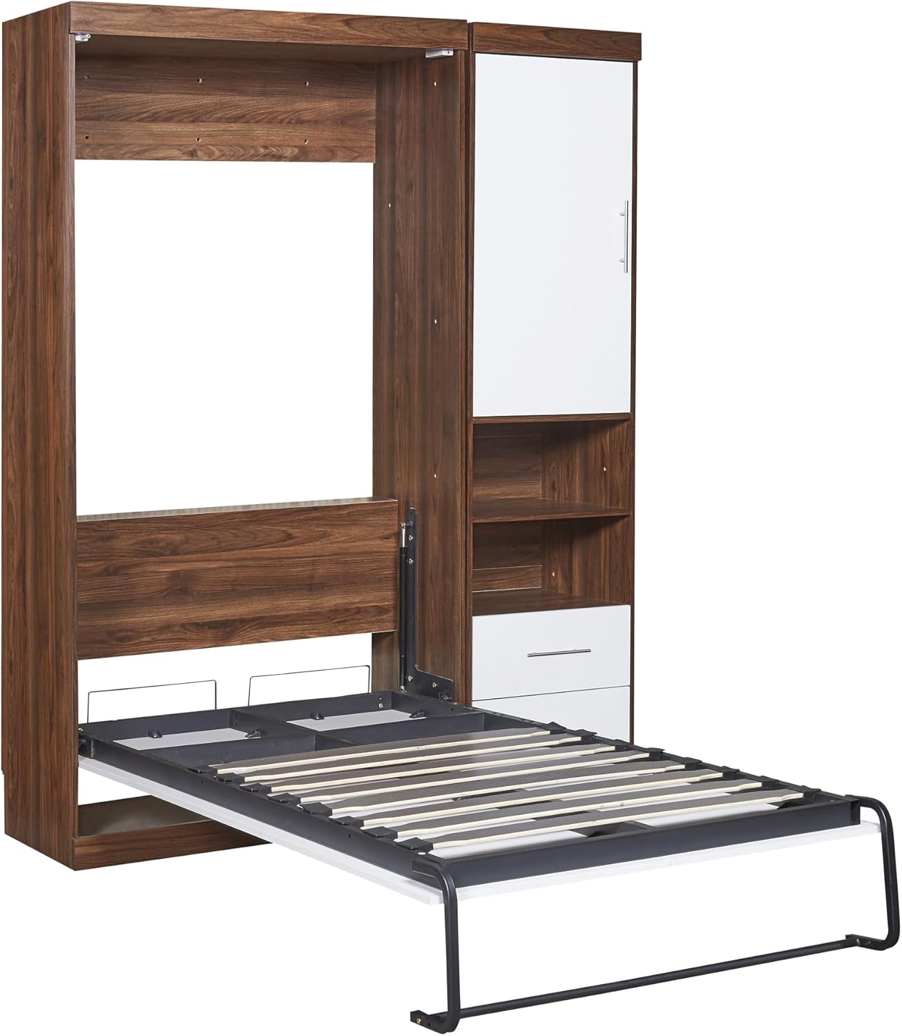 Twin Size Murphy Bed with Cabinet Gray T7150