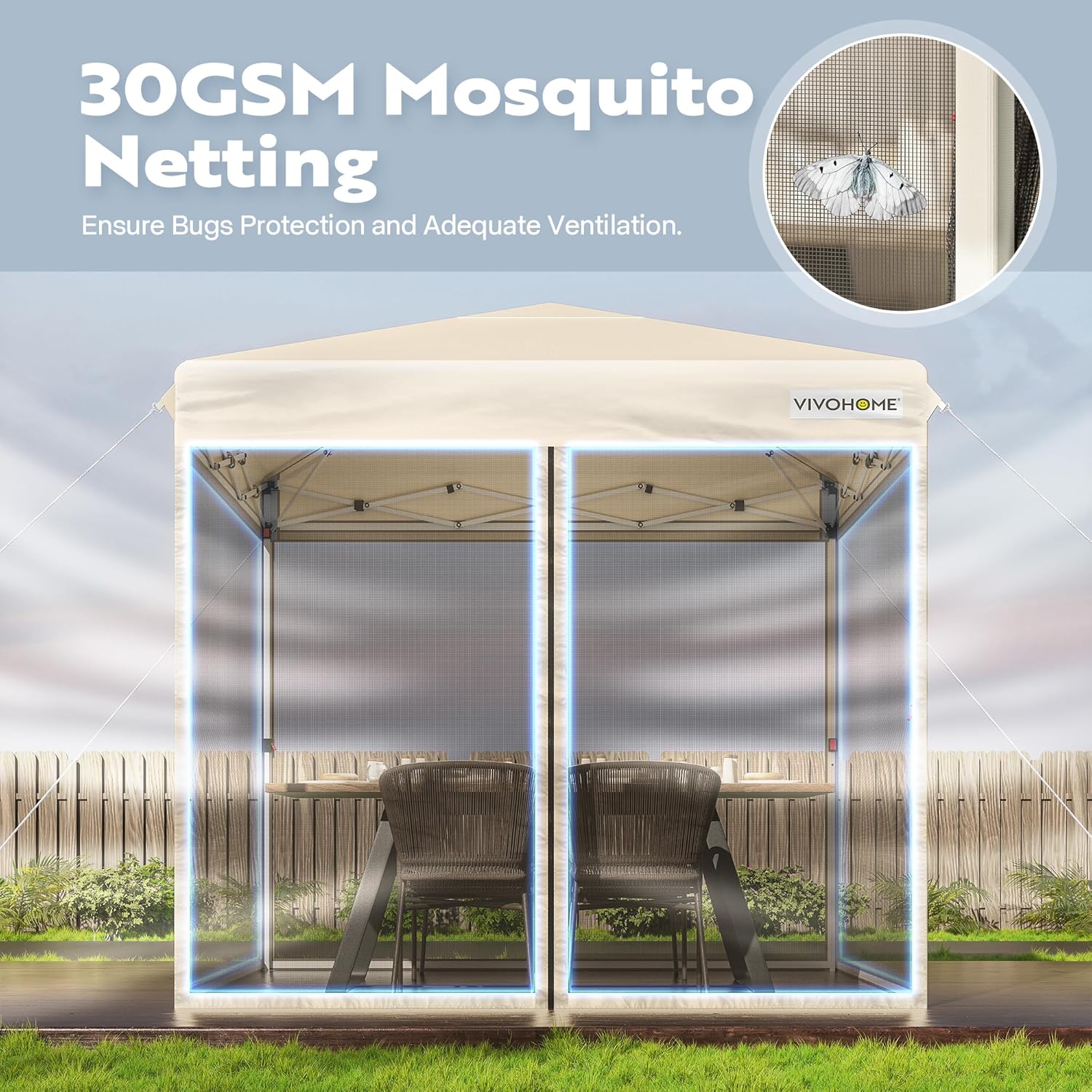 12x12ft Pop-Up Gazebo Screen Tent with Mosquito Netting T4589