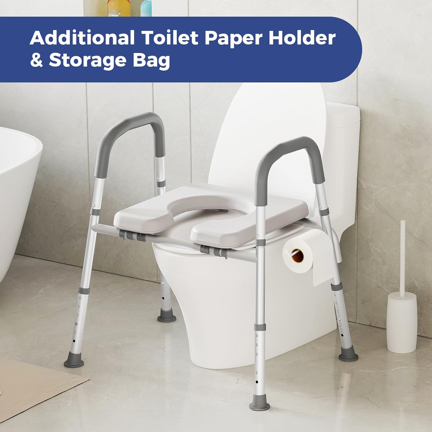 Adjustable Width Raised Toilet Seat with Handles Z325