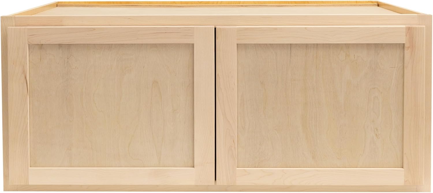 Raw Maple 24" D x 36" W x 12" H Shaker Style Hardwood Wall Kitchen Cabinets E613