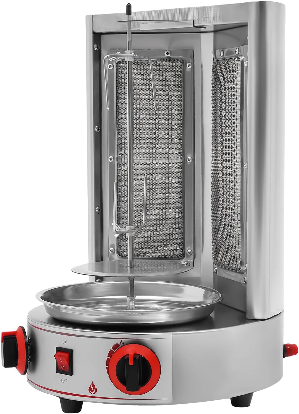 Stainless Countertop Gas Vertical Broiler Rotisserie Grill with 2 Burners E5382