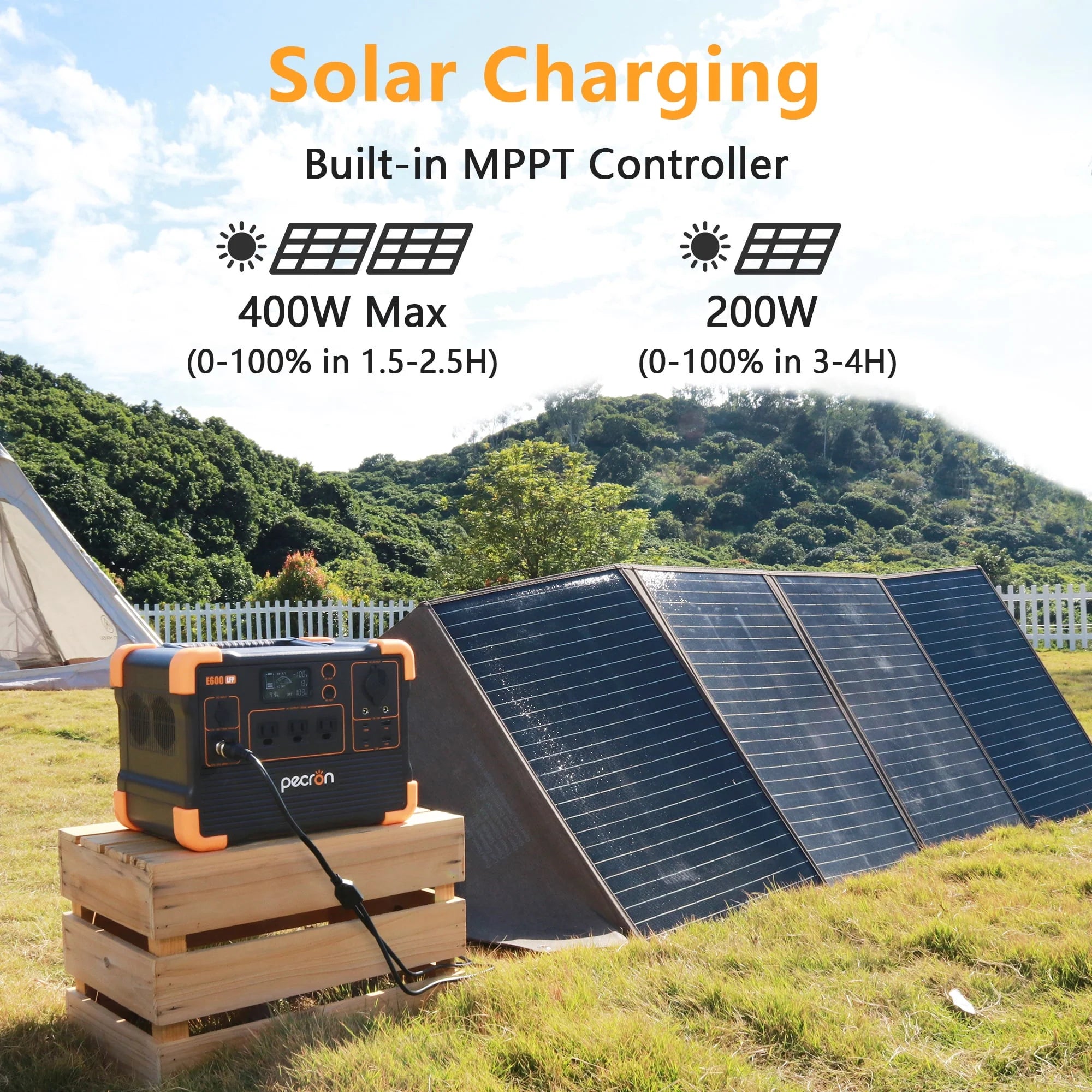 Portable Power Station 614Wh 1200W LiFePO4 Battery Solar Generator J3407