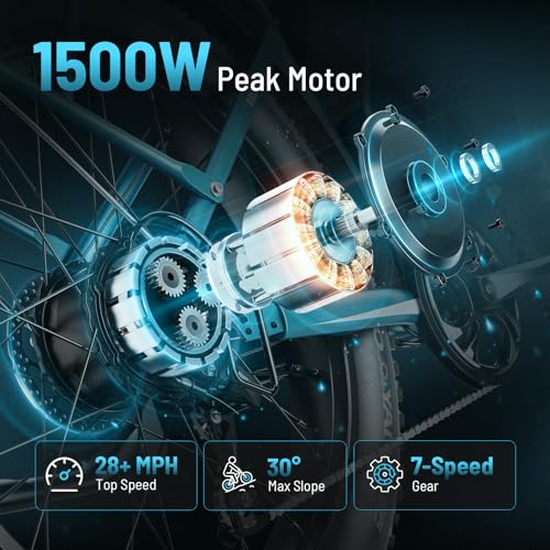 Electric Bike with 1500W Peak Motor, 48V 15Ah Battery, 26'' x 4'' Fat Tire P668