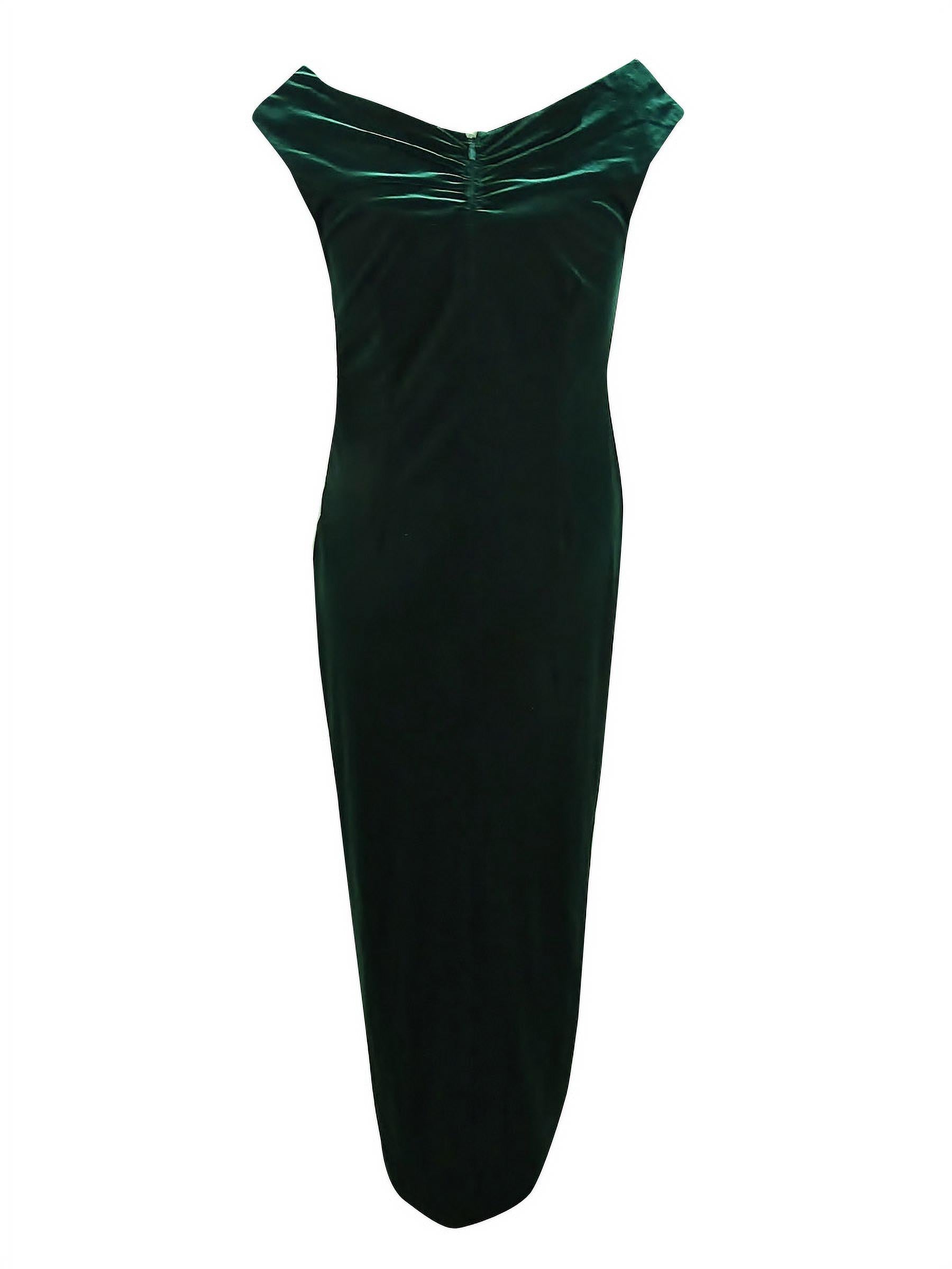 Plus Size Ruched Velvet Gown C84226