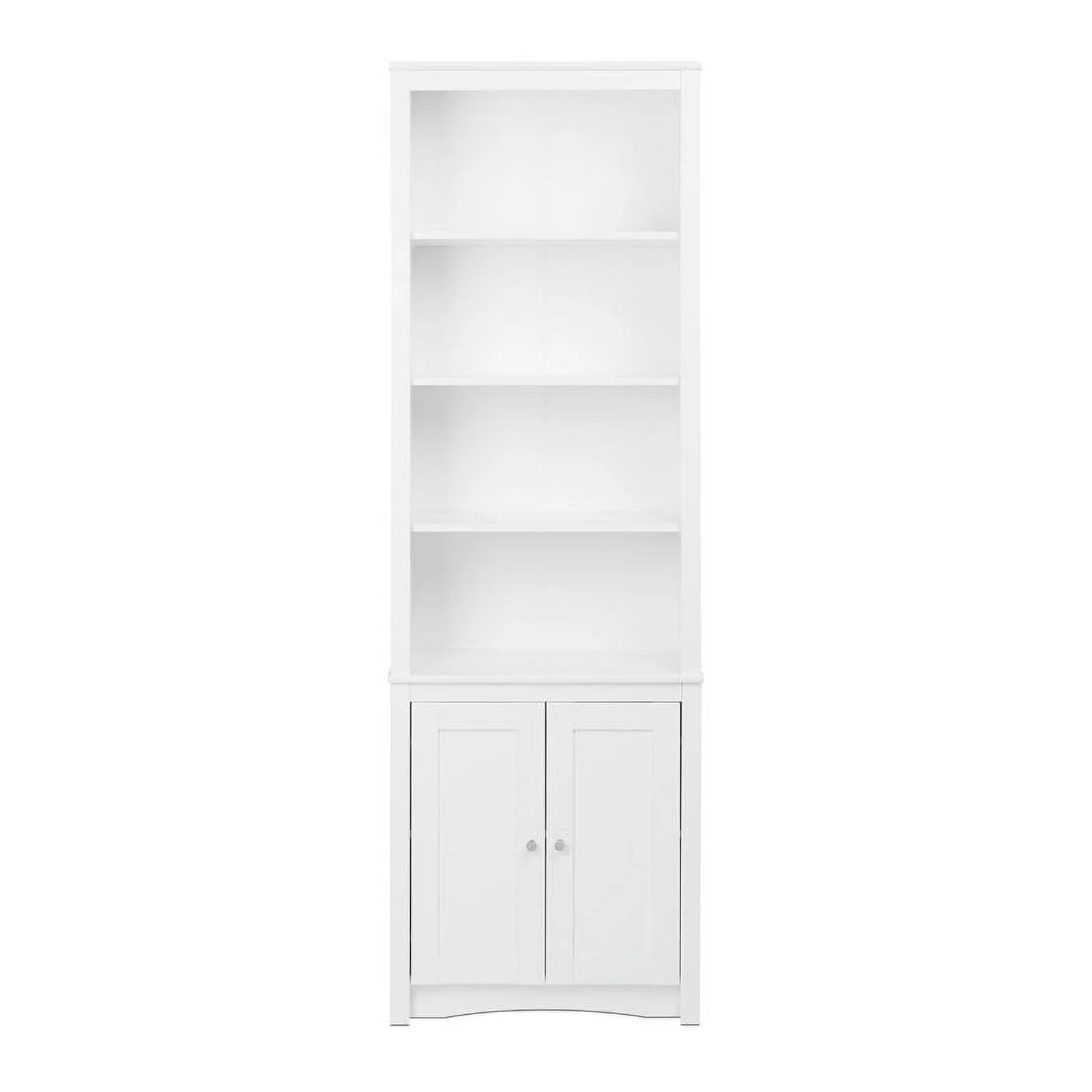 White 6 Shelf Bookcase with 2 Shaker Doors L3912