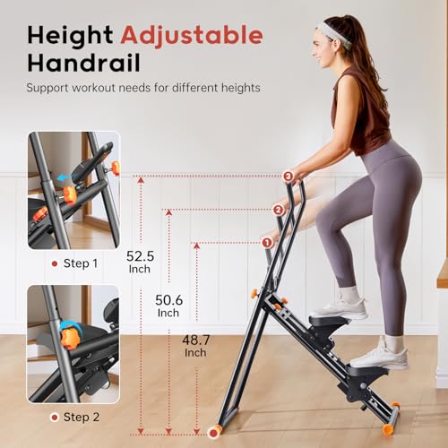 Foldable Stair Stepper Machine with Adjustable Handlebar & Pedals B9101