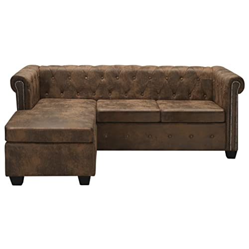 Brown L-shaped Sectional Sofa M801