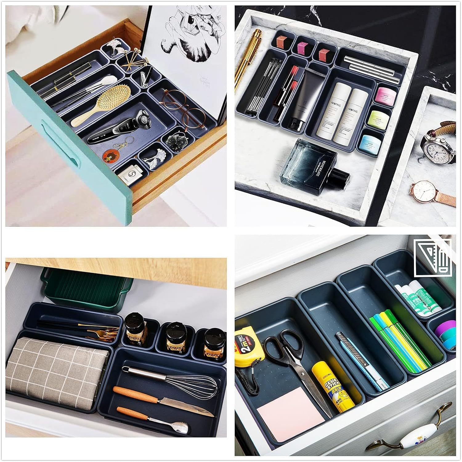 8 PCS Clear Plastic Drawer Organizer Trays Y78795