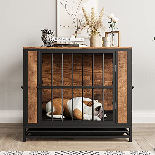Metal and Wooden Dog Crate with 3 Doors I865196
