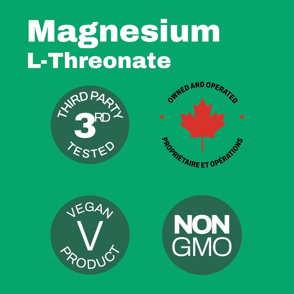 120 Capsules Magnesium L-Threonate, 144mg Elemental Magnesium, Non-GMO B897626