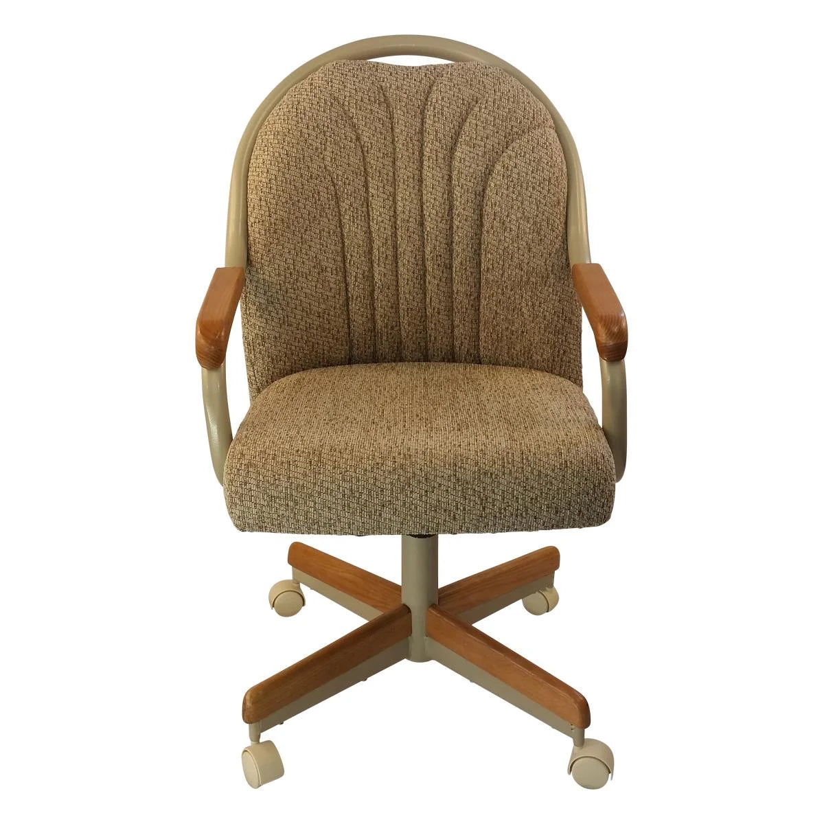Swivel Tilt Caster Arm Chair in Wheat Tweed Fabric V506012